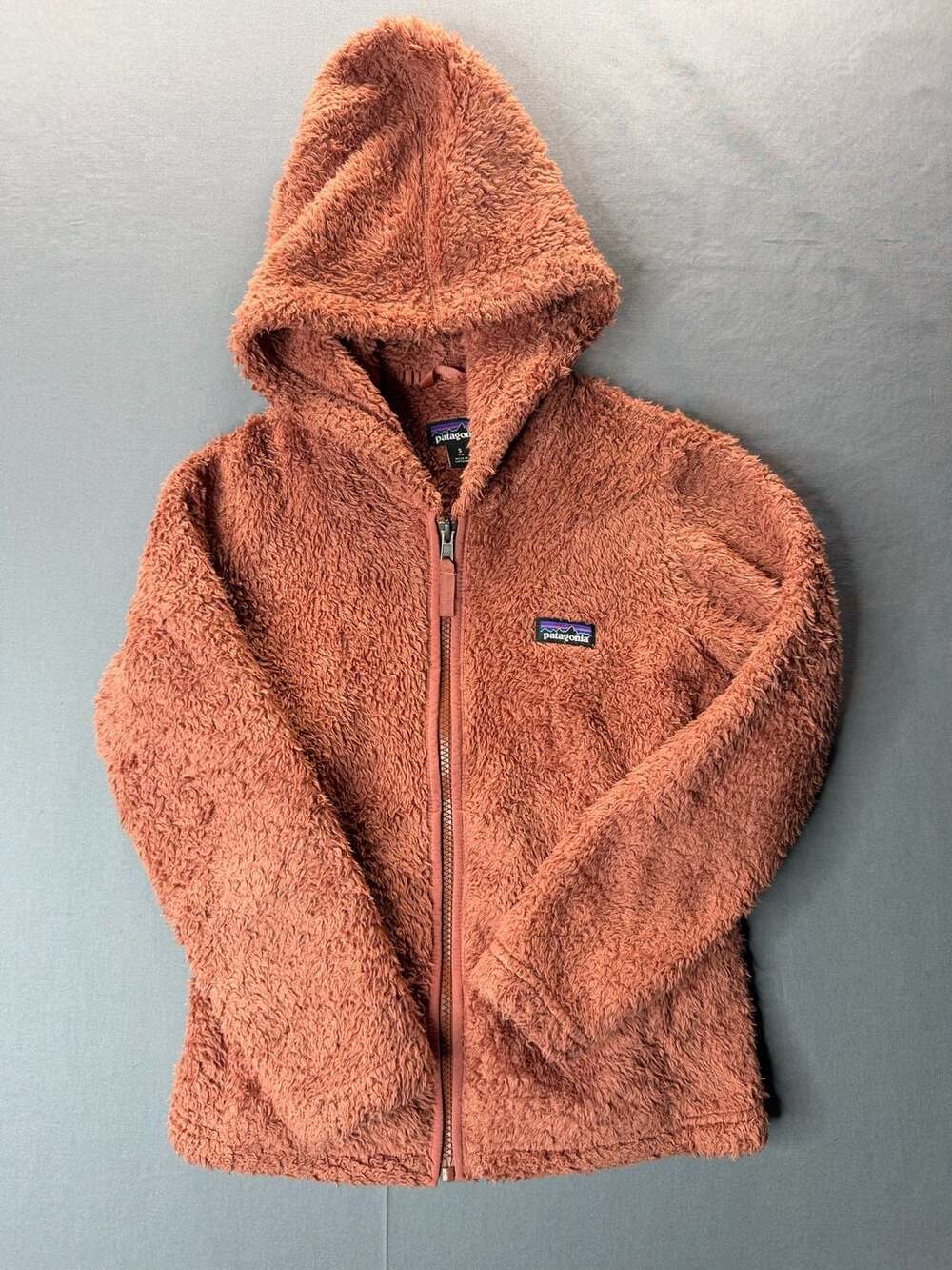 Patagonia Girls Los Gatos Hoody Size S 7-8 Brown Fleece Full Zip